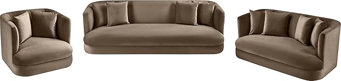 Meridian Furniture 699Taupe-L Alder Collection Modern | Contemporary Loveseat with Ultra Luxe Taupe 460 GSM Velvet Solid Wood Frame 66 W x 36 D x 30 H Taupe
