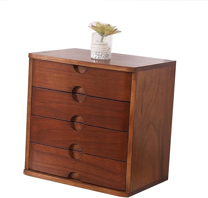 Desktop File Cabinet - Desktop Organizer Storage Box - Solid Wood Filing Cabinet 4 Floor Storage Box Shelf Small Office Desktop Storage Box Chest of Drawers Put A4 Paper (A)