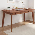 Modern Style Home Office Writing Desk with Drawers | Wide &amp Thick Desk Top Reversible Orientation | Files Student Laptop Solid Wood Manufactured | Brown Color Size:29.5 H x 47.2 W x 21.7 D