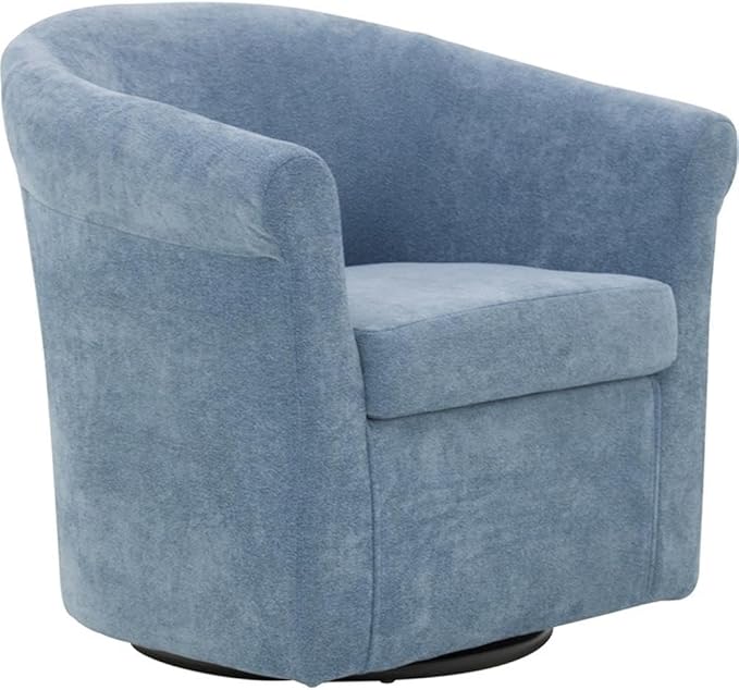 Pemberly Row Traditional Polyester Fabric Club Chair 30 in H x 30.5 in W x 27 in D Light Blue Finish Padded Seat Durable Construction Classic Accent Chair for Living Room or Bedroom