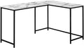 Monarch Specialties I 7393 Computer Desk Home Office Corner 58 L L Shape Work Laptop Metal Laminate White Marble Look Black Contemporary Modern