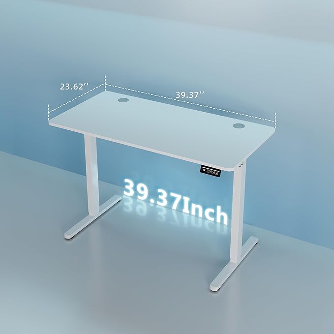 Shintenchi Standing Desk Height Adjustable Electric Sit Stand up Desk Ergonomic Rising Computer Table 40x24 Inch Modern Lift Gaming Desk Workstation for Home Office White