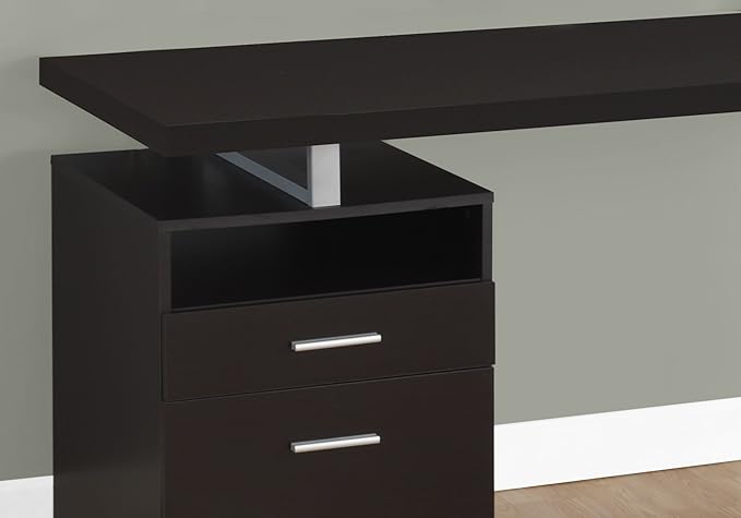 Computer Desk Home Office Laptop Left Right Set up Storage Drawers 60 l Work Brown Laminate Grey Metal Contemporary Modern