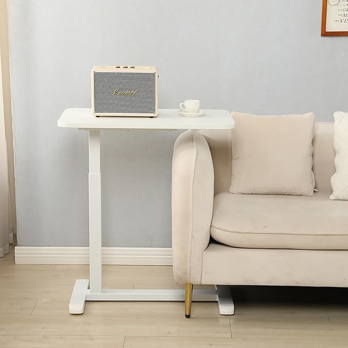 Height-Adjustable Mobile Standing Desk 30 Rolling Laptop Table with Gas Spring Riser &amp Wheels Ideal for Offices Home Medical or School Use Circular Table Leg Design for Smooth Rolling