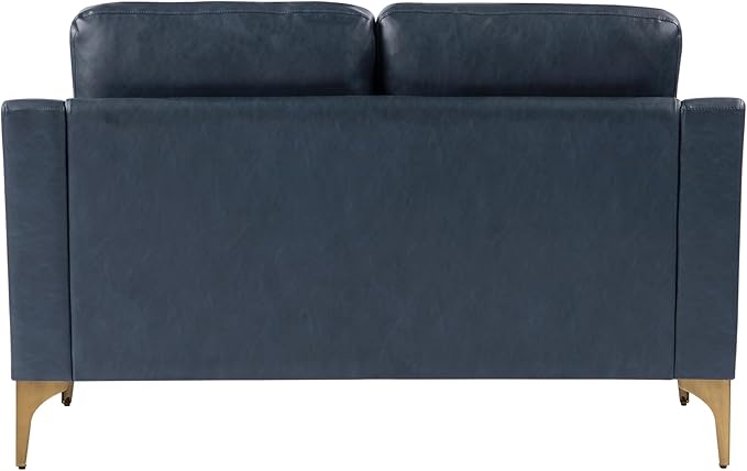 Serta Triton 55.5 Loveseat Transitional Modern Dreamcoil Comfort Metal Legs Vegan Leather Navy Blue