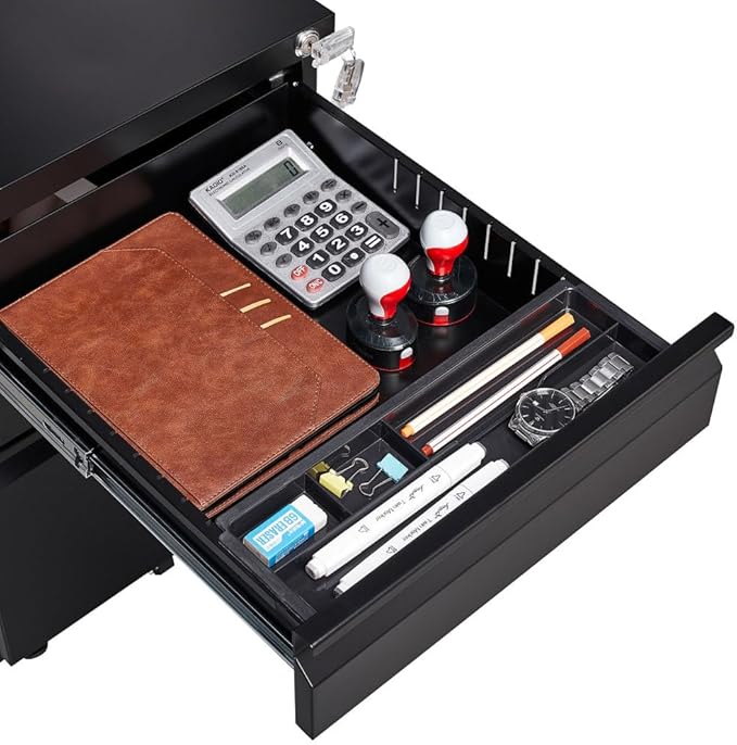 3-Drawer Mobile Filing Cabinet with Lock Metal Filing Cabinet to be Installation Required (CZ-Black)