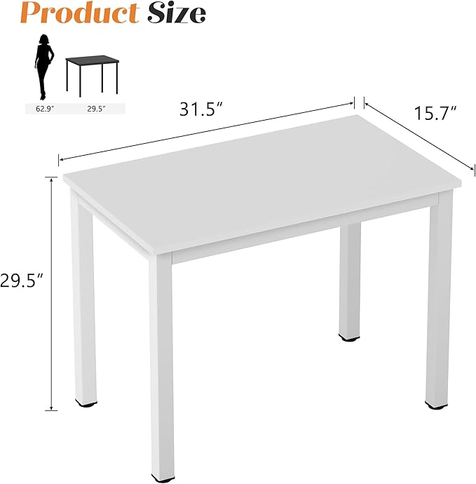 Need Small Table - 31.5 Inch Study Desk for Narrow SpacesSturdy and Heavy Duty Study Workstation for Laptop-Easy Assembly Homework Desks AC3DW8040