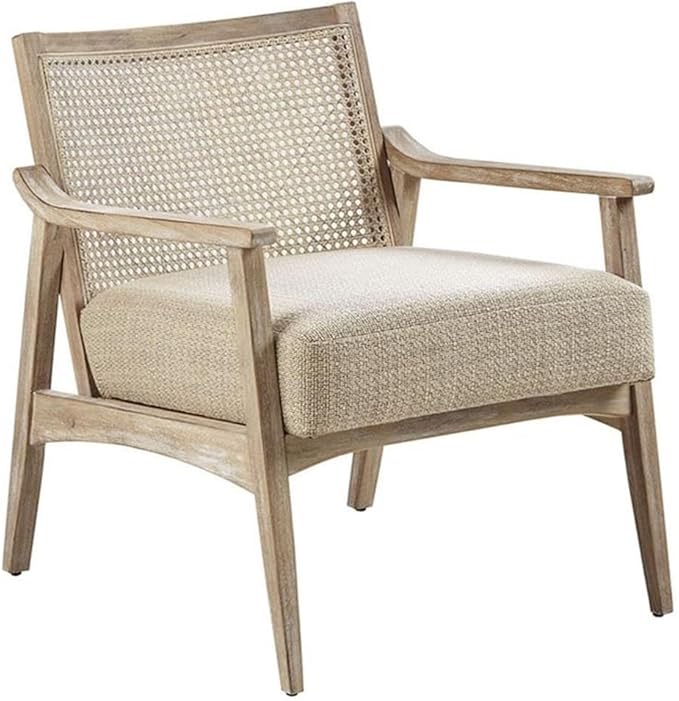 Pemberly Row Accent Chair 30 Polyester Upholstery and Solid Wood Frame Wheat and Light Brown Finish Mid-Century Style Seat for Living Room or Home Office