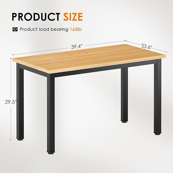 DlandHome Small Computer Desk Home Office Table Writing Desk Study Table Gaming Desk Workstation (39 inch Wood Teak)