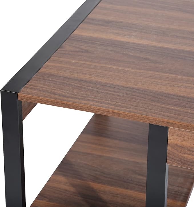 47.2 Home Office Desk Computer Desk Storage Desk Morden Style with Open Shelves Worksation Brown Black