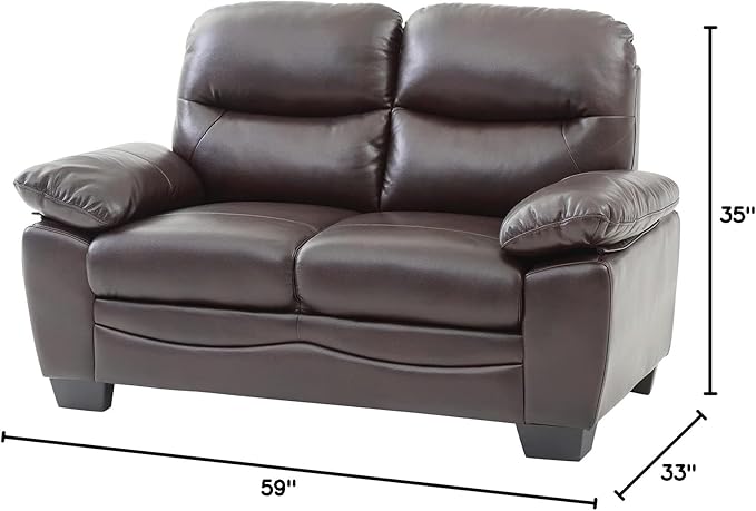 Glory Furniture Marta Faux Leather Loveseat in Dark Brown