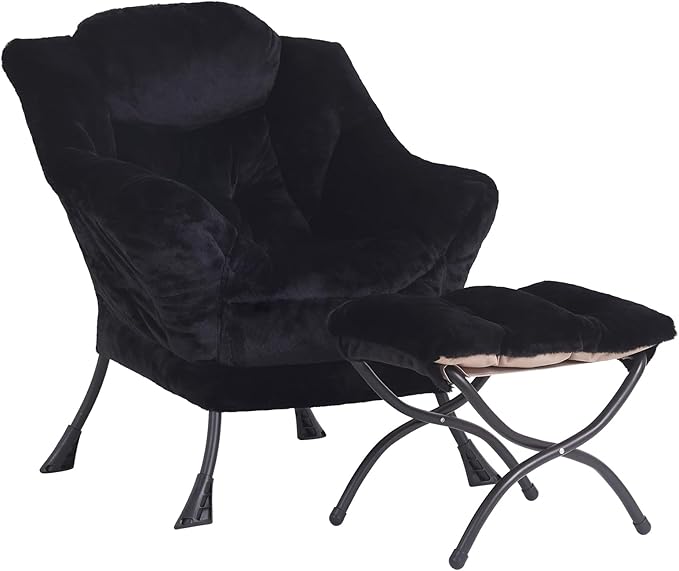 LITA Modern Accent Leisure Upholstered Sofa Chair Lounge Reading Chair with Armrests and a Side Pocket for Living Room Bedroom &amp Small Space Plush Black