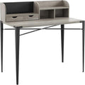 Industrial Modern Wooden Secretary Office Desk with Hutch - Grey Wash 42