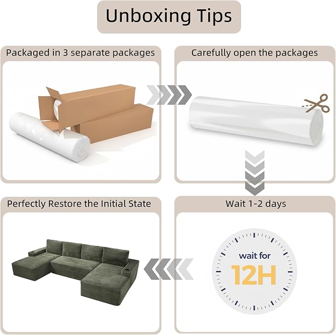 134 Modular Sectional Sofa Cloud Sectional Couch with Deep Seats Built-in Cup Holders &amp Side Pockets Upholstered Boneless Modern Modular Corduroy Sofa Couch with Chaise for Living Room Bedroom