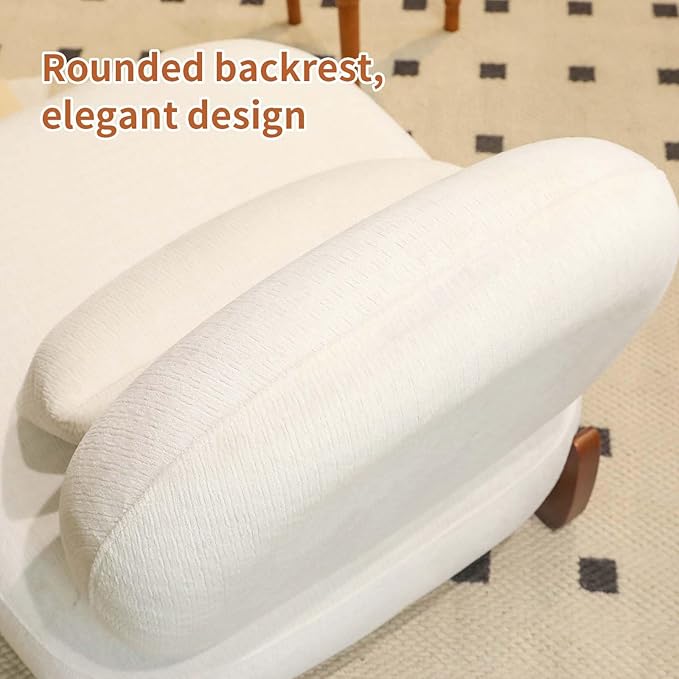 Upholstered Armless Accent Chair for Living Room Modern Comfy Living Room Chairs with Wooden Legs &amp Pillows Lounge Sofa Side Chair for Bedroom Reading (White 1)