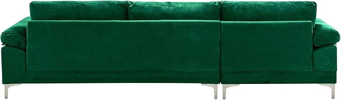 Casa Andrea Milano Modern Large Velvet L-Shape Sectional Sofa with Extra Wide Chaise Lounge Couch