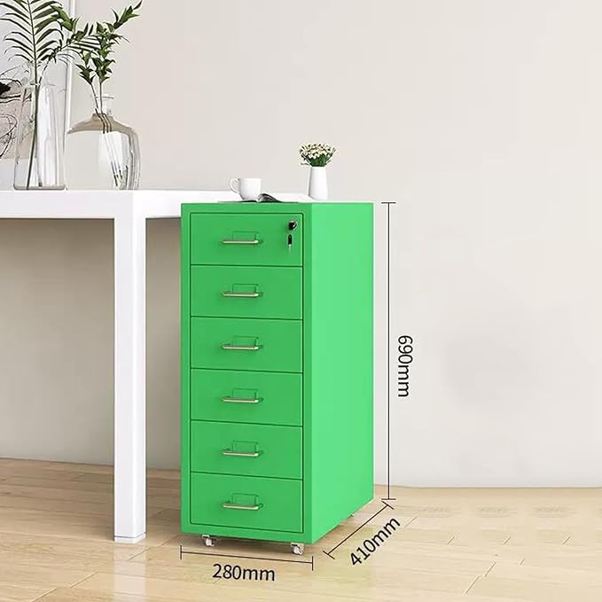 File Cabinet Tin Cabinet Storage Cabinet Under Desk Cabinet with Lock Mobile Drawer Cabinet Storage Data Cabinet (Color : Green)