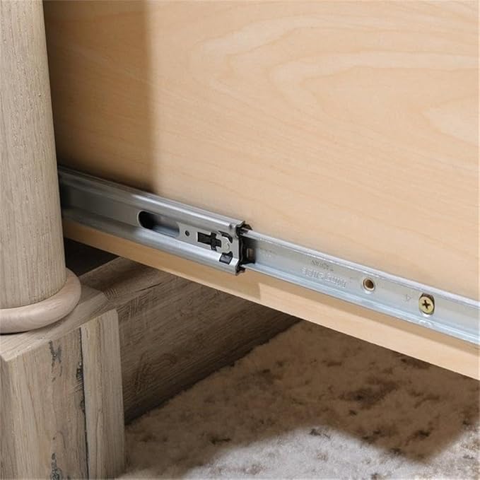 Pemberly Row 65 x 69 Contemporary Engineered Wood L-Shaped Desk with Storage Drawers Flip-Down Panel Grommet Holes for Home Office/Workspace in Split Oak Finish