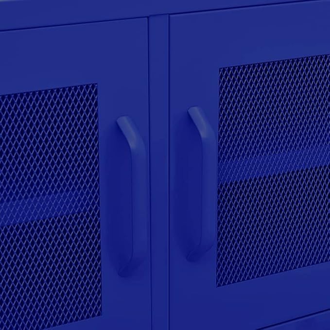 vidaXL Navy Blue Steel TV Cabinet Medium Rectangular Industrial Levelers