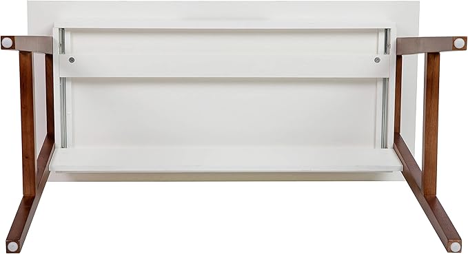 BizChair Computer Desk - White Home Office Desk with Storage Drawer - 42 Long Writing Desk for Bedroom