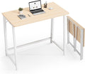 DUMOS 31.5 Inch Folding Desk Foldable Computer Table for Small Spaces Metal Frame Gaming Writing Work Station Mini Home Office Surface Oak