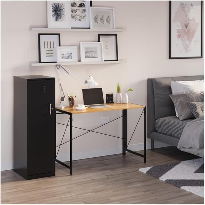 Hirsh Industries Space Solutions 43 inch Metal Folding Home Office Desk Black/Teak