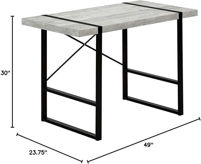 Monarch Specialties Laptop Table for Home &amp Office-Study Computer Desk-Industrial Style-Metal Legs 48 L Gray Reclaimed