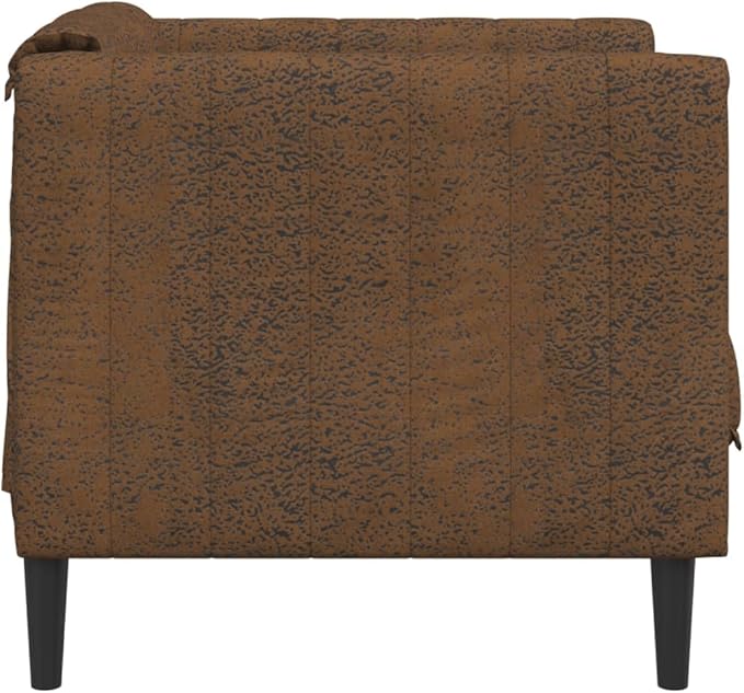 vidaXL Brown Faux Suede Leather Armchair - Modern Lounge Chair with Comfortable Cushion for Living Room/Office