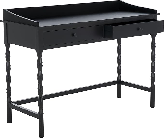 SAFAVIEH Home Collection Astaroth Matte Black 2-Drawer Computer Table Office Writing Desk