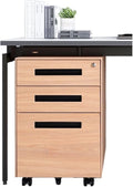 Office Storage File Cabinet Office Drawer Tin Movable Storage Short Cabinet Household Wood Grain Lockable Mobile Push Cabinet (Grey)