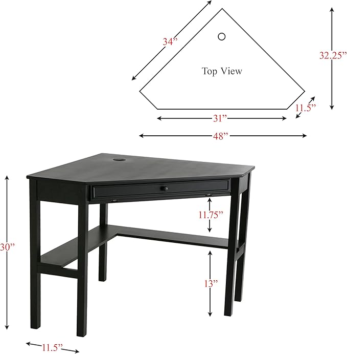 SEI Furniture Wardboro Corner Computer Desk Black (Model: HO6643)