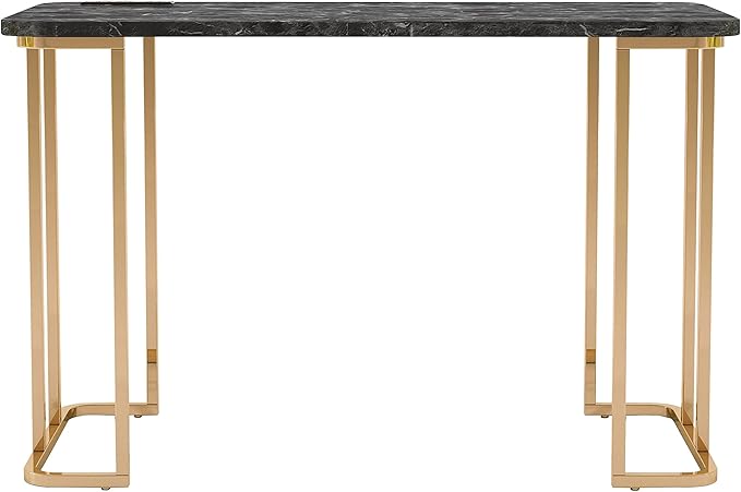 HOMES: Inside + Out Sevehills Modern Metal 48 in. Writing Desk with USB Port for Home Office Black