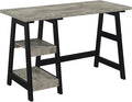 Trestle Desk with Shelves - 47 Wide Computer Writing Table Home Office Desk Easy Assembly Multiple Finishes