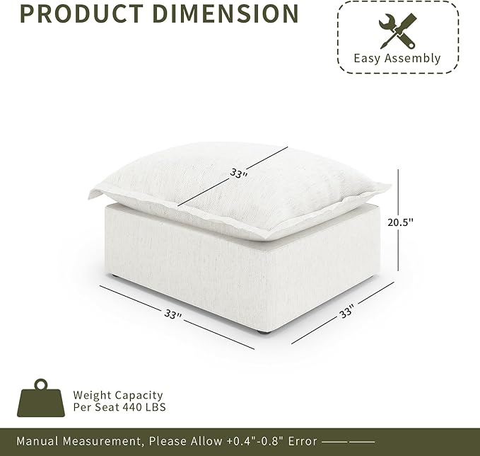 Linen Blend Cloud Couch Sectional for Living Room Comfy Down Filled Cloud Modular Sectional Sofa Modern Convertible Deep Seat Modular Couch Sleeper Sofa Bed Removable &amp Washable Covers