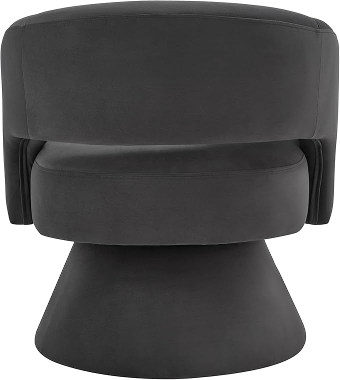 Modern Swivel Barrel Chair Upholstered Velvet Round Accent Chairs360 Degree Comfy Swivel Chair with Open Backrest Single Chair Armchair for Living Room Bedroom Homerest Dark Gray
