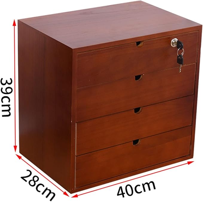 Solid Wood Storage Box Desktop File Cabinet Desk Organizers with LockRustic Dresser Office &amp Home*School Desk Drawers Organizer and Accessories Locking Filing Cabinet 4/5/6 Drawers ( Size : 4