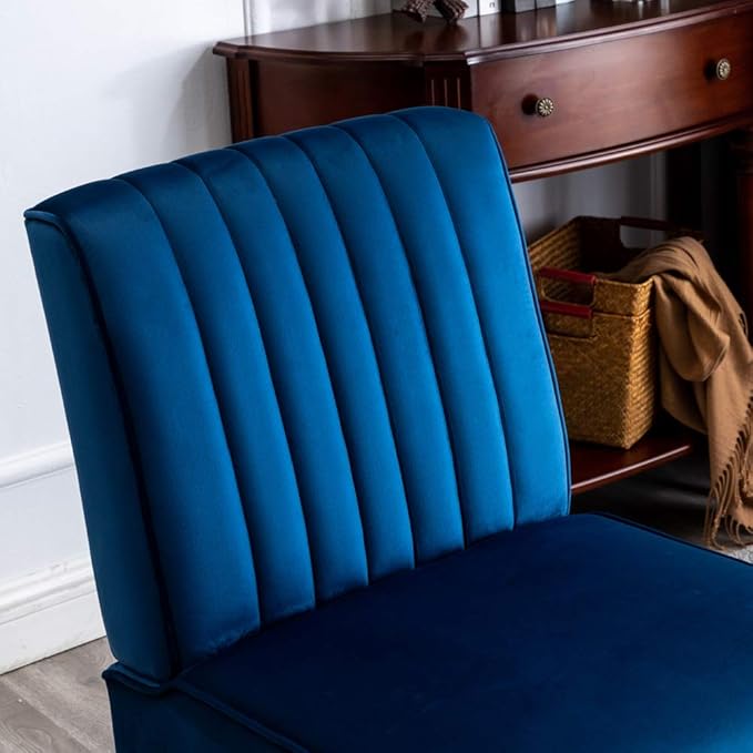 Reeso Mid Century Modern Accent Chairs Set of 2 with Minimalist Design Elegant Velvet Upholstery and Solid Wood Legs Ideal for Living Room or Bedroom Cobalt Blue