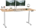 Electric Standing Desk 71 x 32 Inches Dual-Motor Height Adjustable Desk Electric Sit Stand Desk Home Office Desks (71 Natural Maple Ergonomic/White Frame)