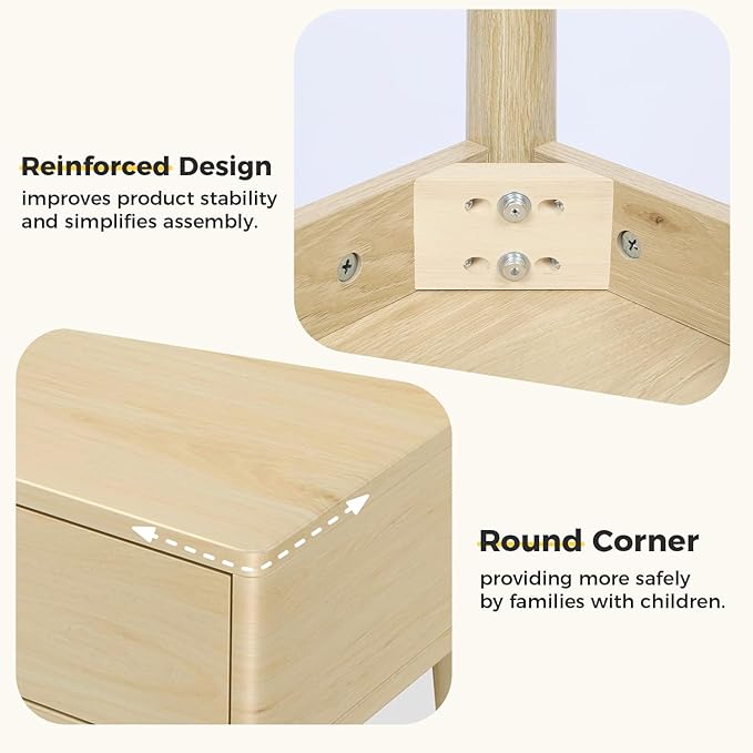 Small Wood Desk with Drawers - 40 Inch Home Office Study Writing Desk for Bedroom Vanity Desk with 4 Solid Legs Modern Computer Desk for Small Spaces