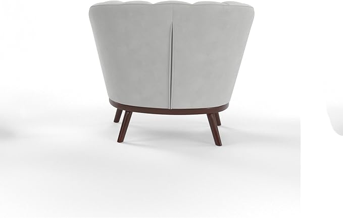 AC Pacific Oscar Upholstered Barrel Accent Chair – Modern Cozy Seating for Living Room Stylish Round Design with Cushion &amp Pillow for Home or Office Spaces Light Grey