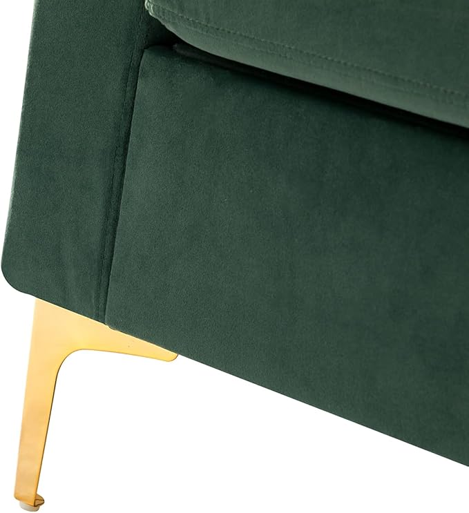 HULALA HOME Velvet Accent Club Chairs Set of 2 Modern Velvet Armchair Upholstered Accent Club Chairs Sofa Chairs with Gold Metal Legs Mid-Century Barrel Leisure Comfy Reading Armchair Green