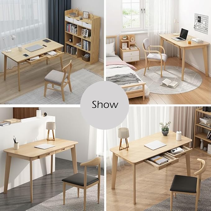 Computer Desk with 1/2 Storage Drawers 31/39/39 inch Home Office Writing Desk Simple Style Wood Table for PC Laptop Notebook (Wood Color 31 * 19inch)