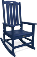 Oversized Rocking Chair Outdoor Rocking Chair for Adults All Weather Resistant Porch Rocker for Lawn Garden Navy Blue