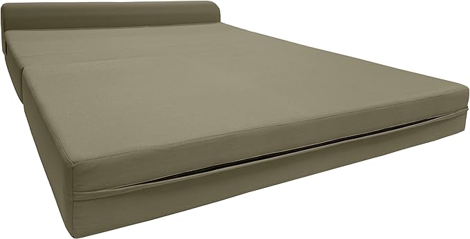 D&ampD Futon Furniture Sleeper Chair Folding Bed Studio Sofa Guest Folded Mattress High Density Foam (72 x 48 x 6 Tan)