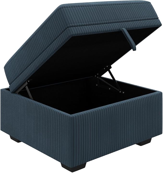 HONBAY Square Ottoman Module for Modular Sectional Sleeper Sofa Storage Ottoman Footrest and Seat Cube Velvet Blue