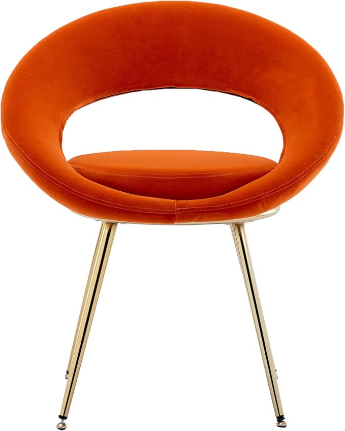 Orange Velvet Modern AccentConversation Lounge Chair with Gold Plated Legs Unique AppearanceSuitable for Office Lounge Living RoomSet of 2