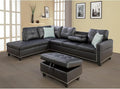 Sophisticated Simplicity Sectional Sofa with Ottoman Living Room Set Left Facing Chaise 2 Cup Holders 2 Throw Pillows Tufted Back and Seat - 99.5 D x 67 W x 32 H Black