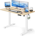 Marsail Standing Desk Adjustable Height Stand up Home Office Desk‎ 48x24 Inch Electric Standing Computer Desk with 4 Memory Presets Headphone Hook Cable Organizer Maple
