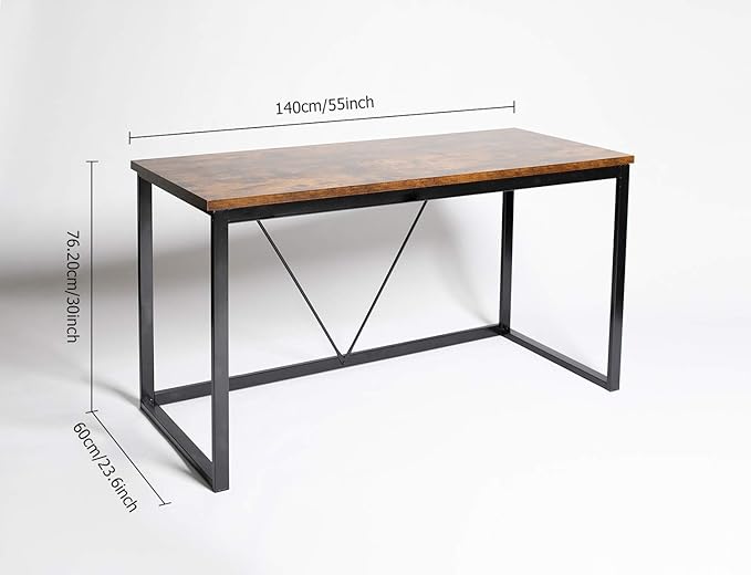Computer Desk Writing Desk 55 inch Industrial Wooden Style Vintage PC Laptop Table with 0.98 Thicker Board Sturdy Home Office Desk Retro Brown