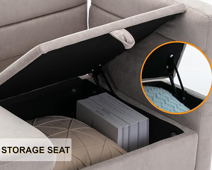 asunflower Armrest Couch with Seats Storage Underneath Comfortable Sinlge Couch with Reclining Arms and Back for Living RoomBedroom with Pillows